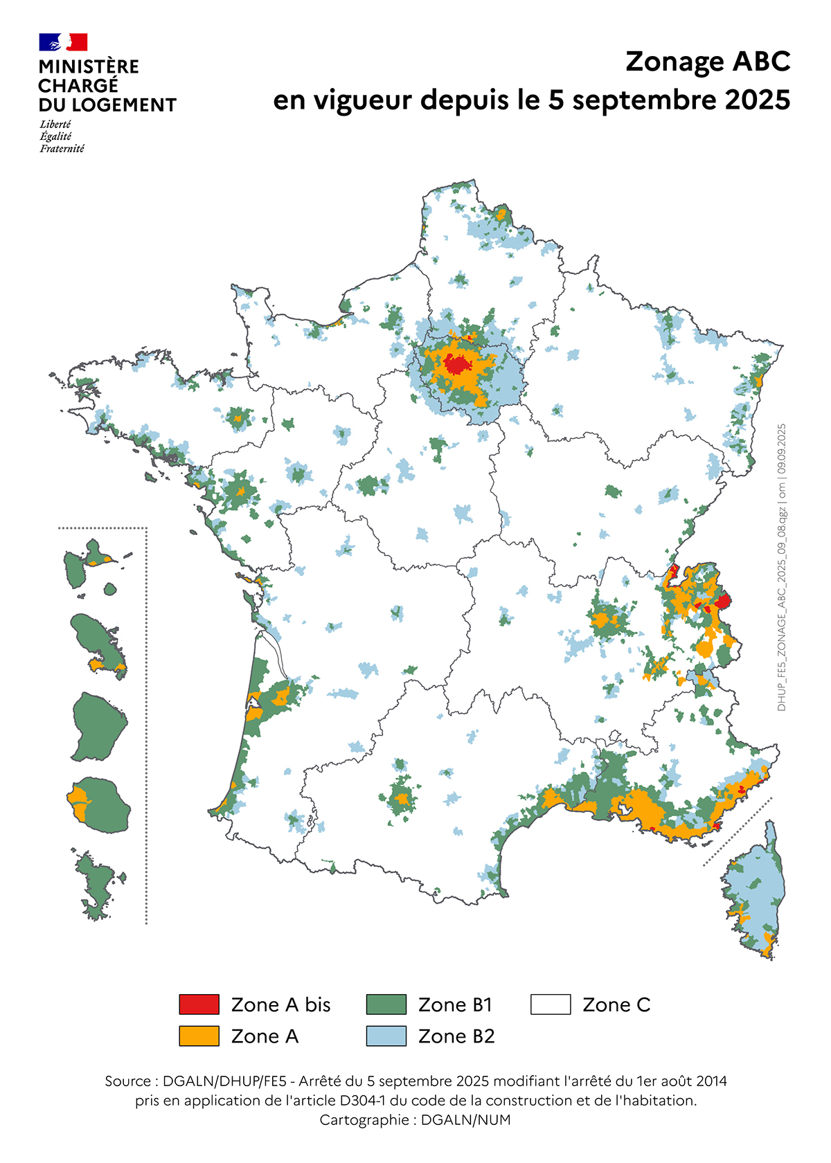 Carte zonage ABC depuis le 5 septembre 2025